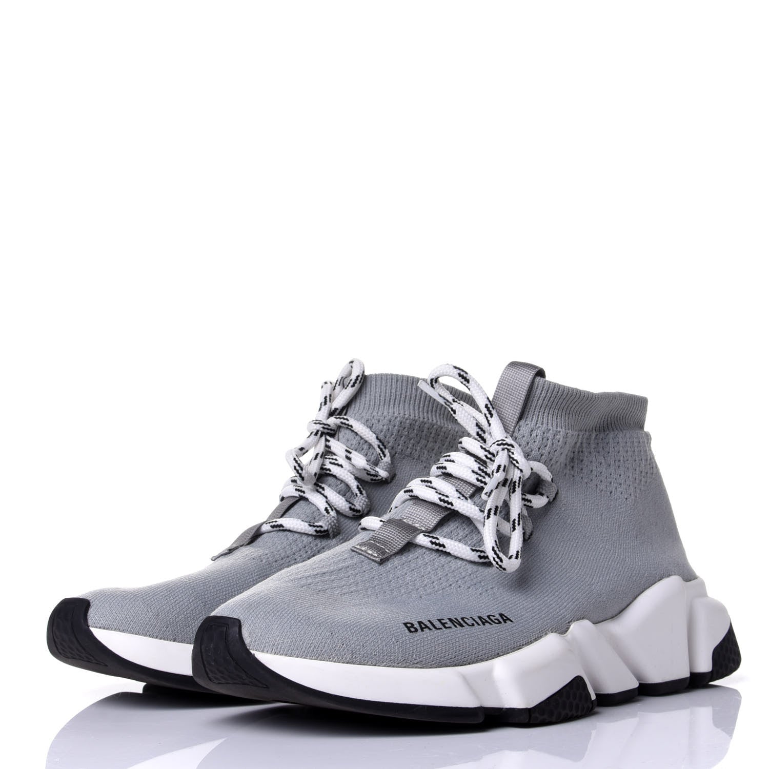 Balenciaga Neoprene Knit Womens Speed Lace Up Sneakers 39 Gris 3 of 10