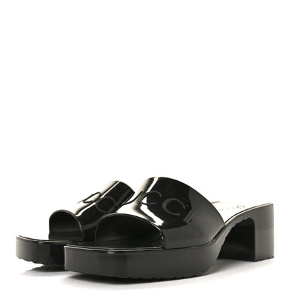 Gucci Rubber Gucci Logo Womens Platform 20/60mm Slide Sandals 37 Black 3 of 8