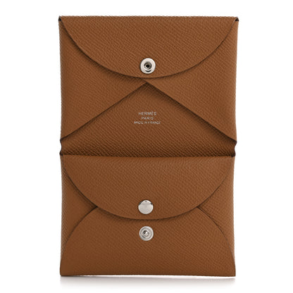 Hermes Epsom Calvi Duo Card Case Gold 5 of 8