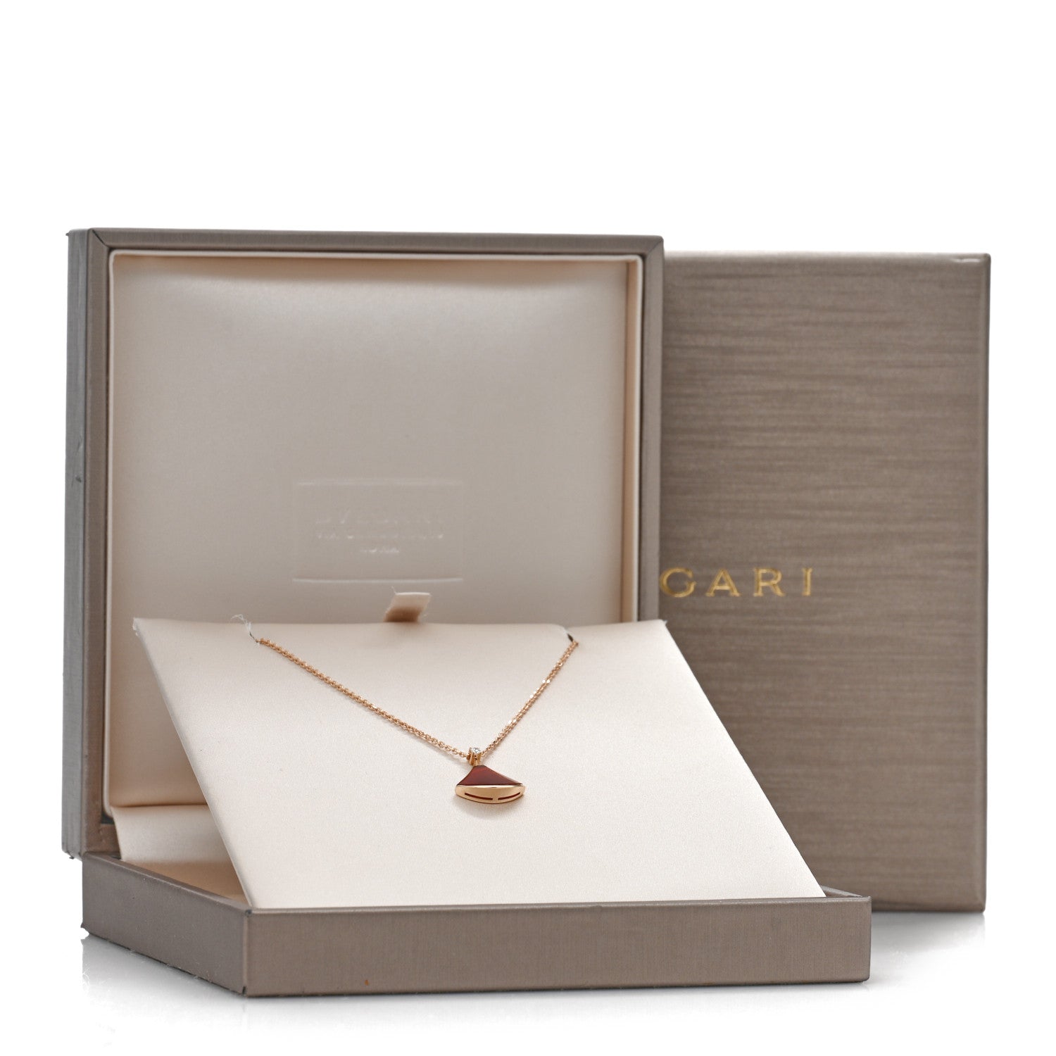 Bulgari 18K Rose Gold Diamond Carnelian Divas' Dream Pendant Necklace 5 of 5