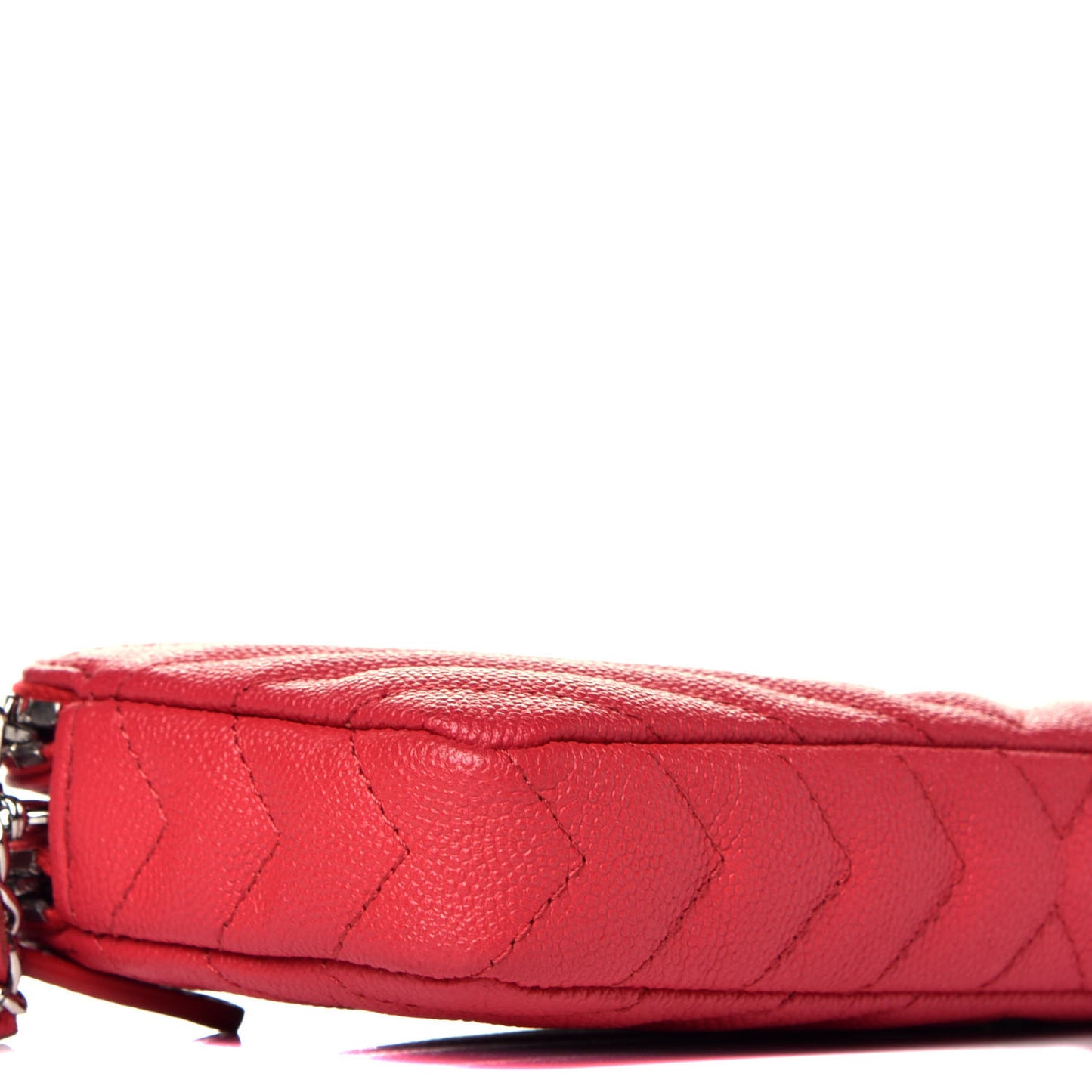 Caviar Chevron Quilted Small Clutch With Chain Light Red