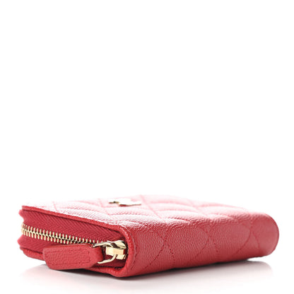Chanel Caviar Quilted Zip Coin Purse Wallet Red 4 of 8