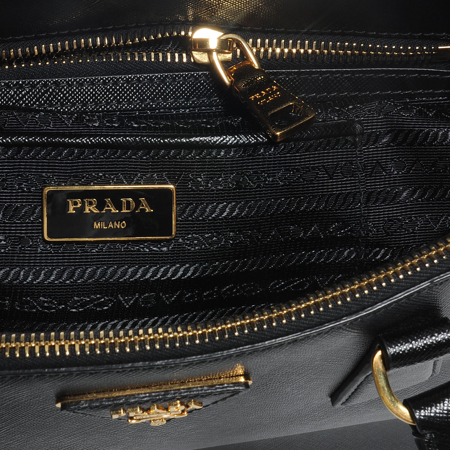 Prada Saffiano Lux Double Zip Medium Tote Nero Black 8 of 12