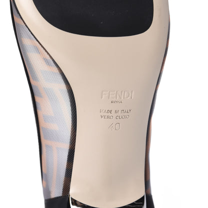 Fendi Technical Mesh Vitello Gommato FF Colibri 55mm Pumps 40 Tobacco Moro Black 8 of 9