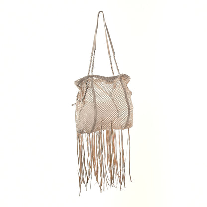 Chanel Calfskin Fringe Large La Madrague Tote Dark White 3 of 15