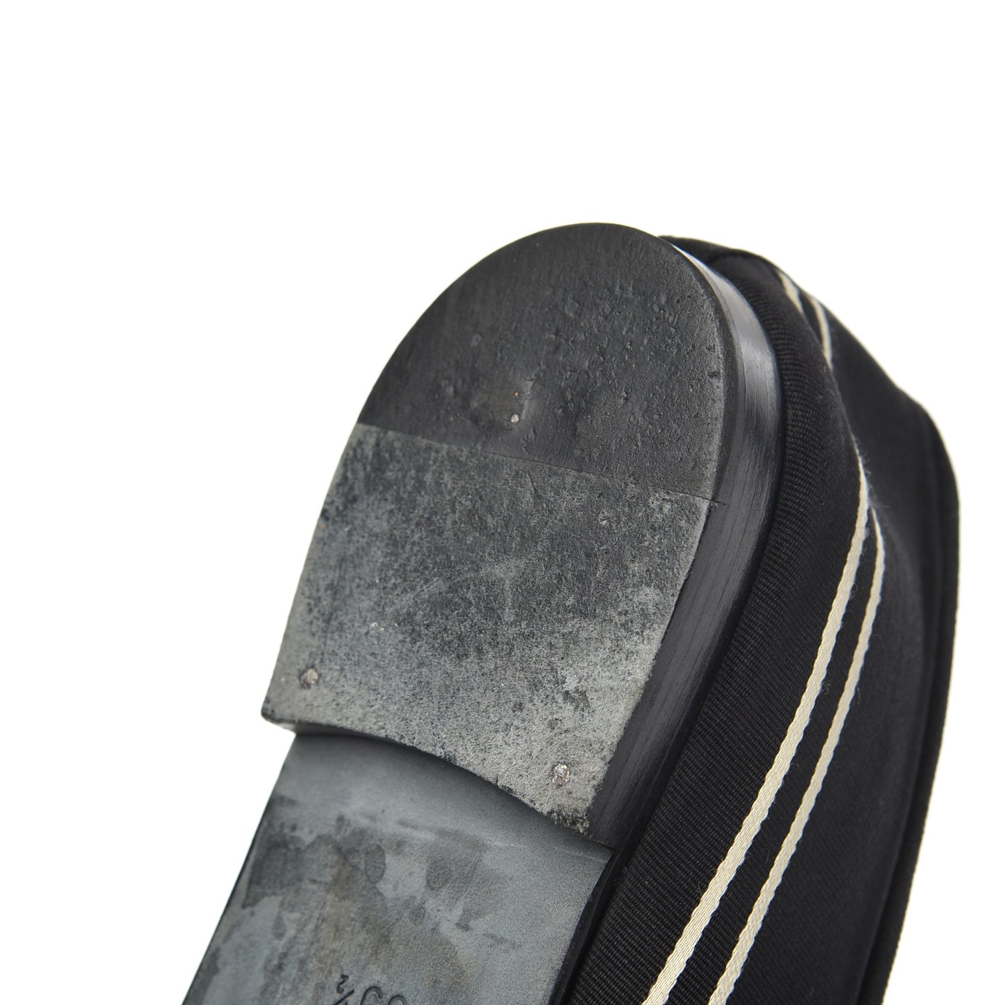 Fabric Grosgrain Cap Toe Ballerina Flats 39.5 Black