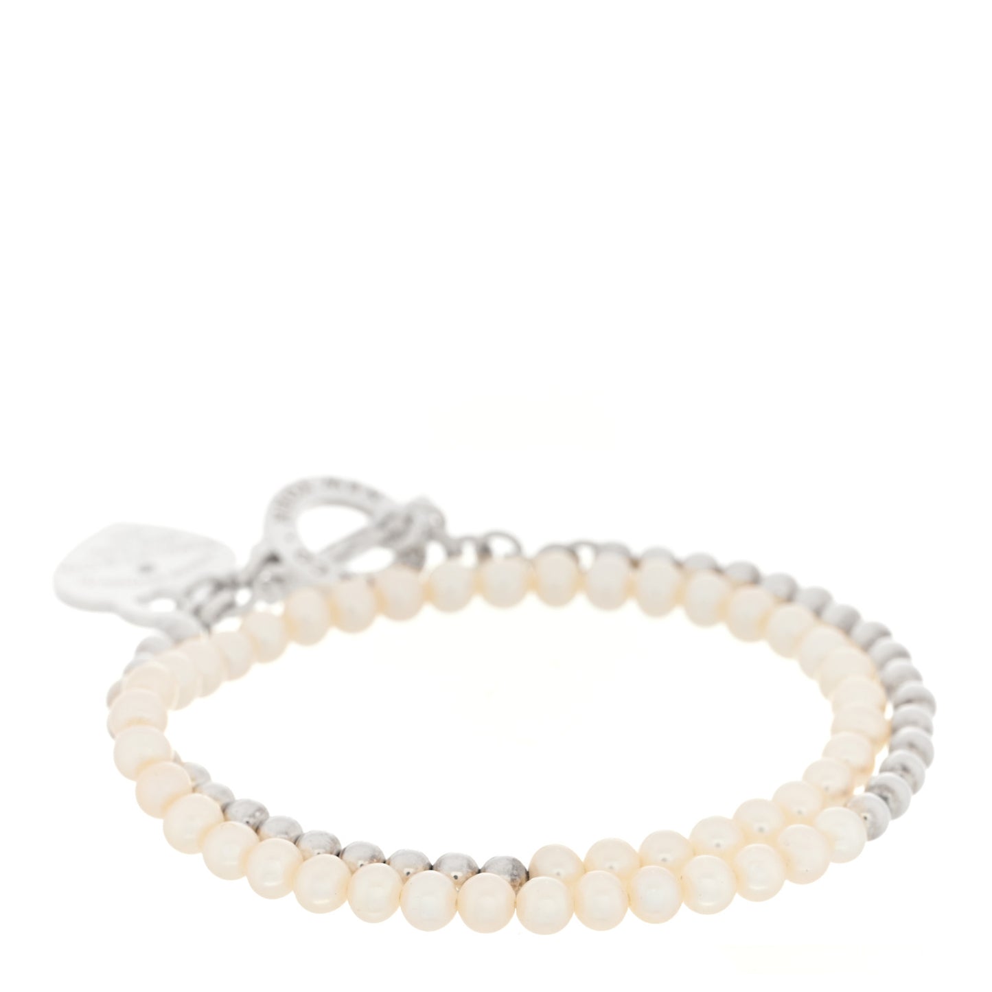Sterling Silver Pearl Diamond Return to Tiffany Wrap Bead Bracelet