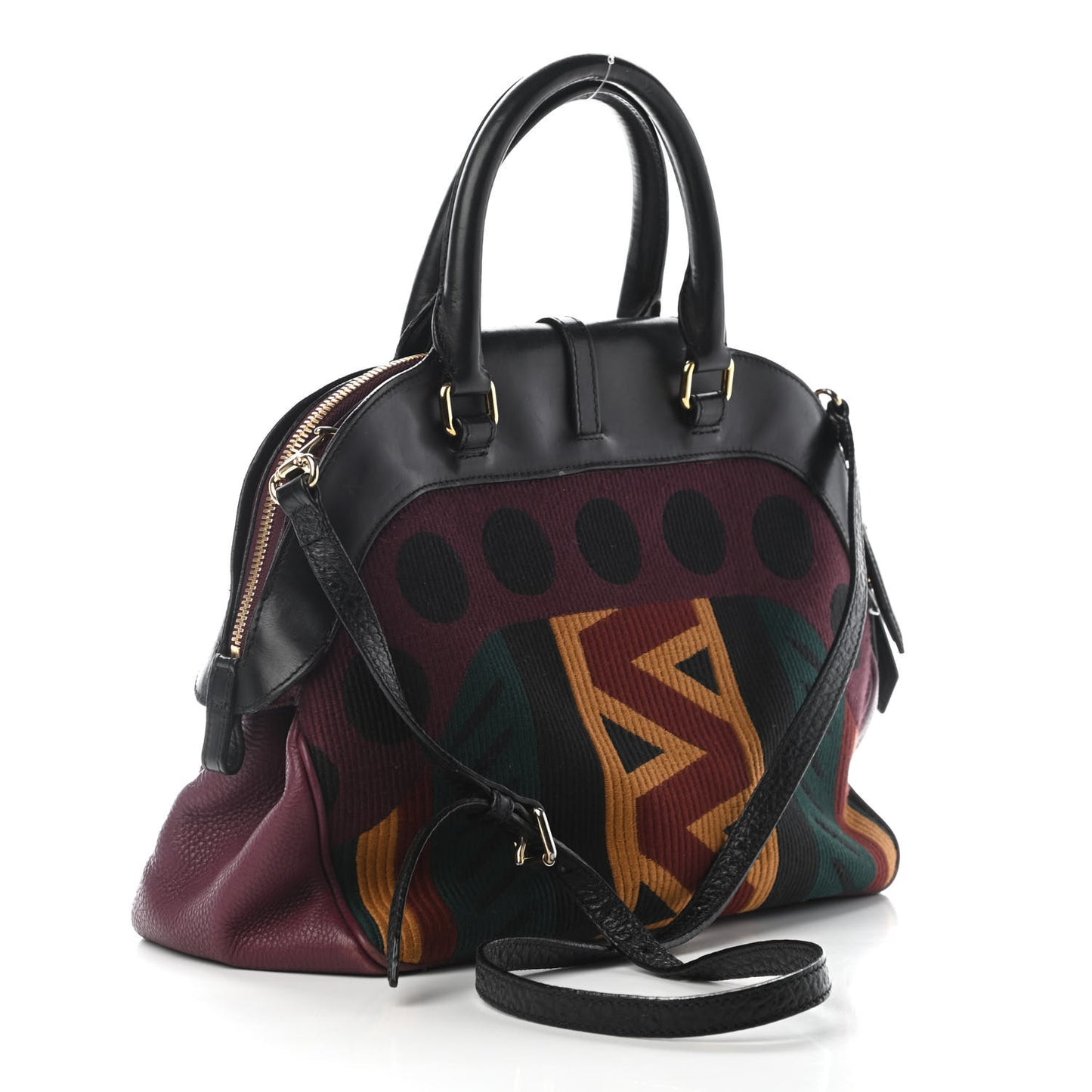 Calfskin Tapestry Milverton Satchel Multicolor