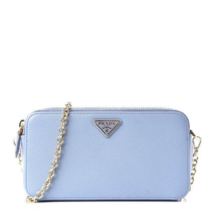 Prada Saffiano Lux Mini Double Zip Chain Crossbody Bag Mare 1 of 11