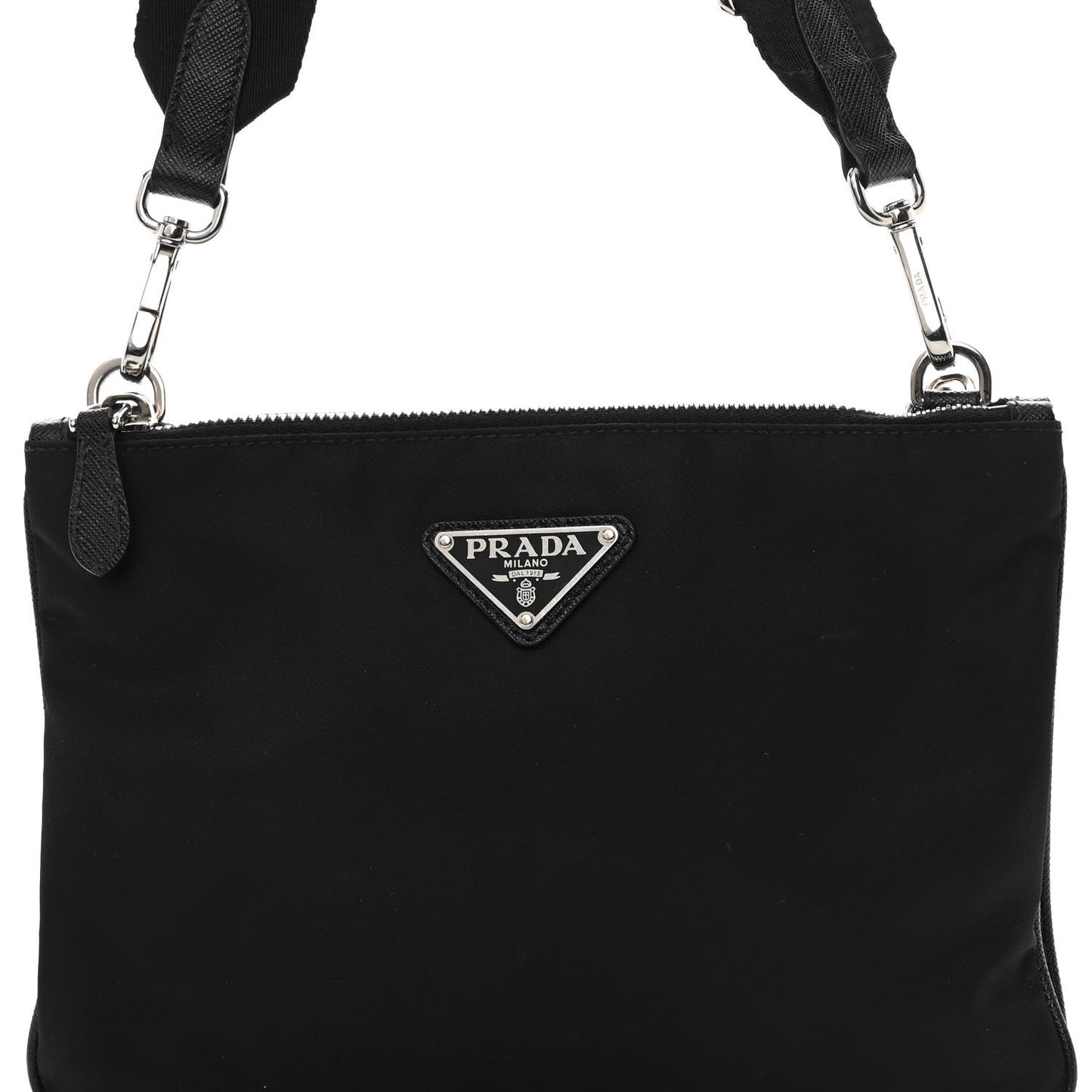 Re-Nylon Saffiano Re-Edition 2000 Double Zip Crossbody Bag Black