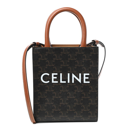 Celine Triomphe Canvas Calfskin Mini Vertical Cabas Tan 1 of 9