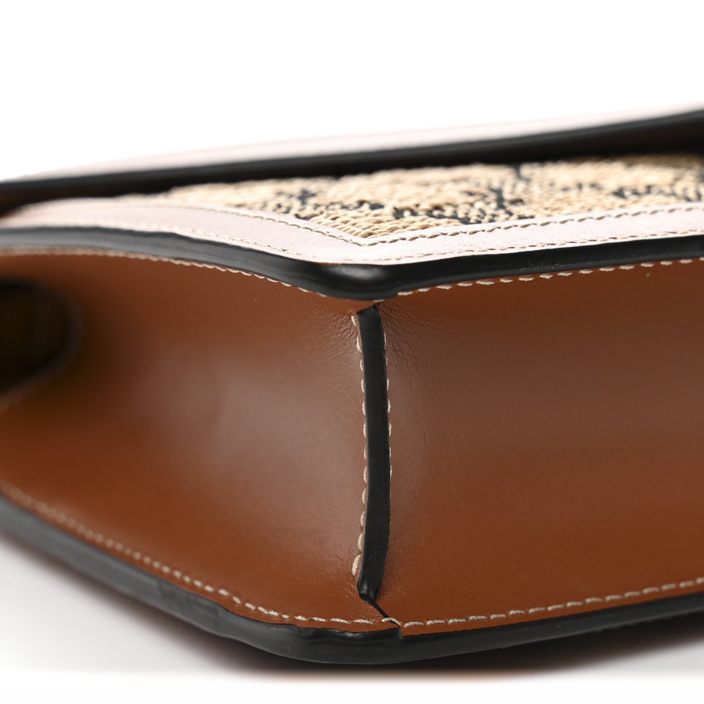 Raffia Jacquard Calfskin Triomphe Wallet on Chain Natural Tan