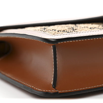 Celine Raffia Jacquard Calfskin Triomphe Wallet on Chain Natural Tan 9 of 10