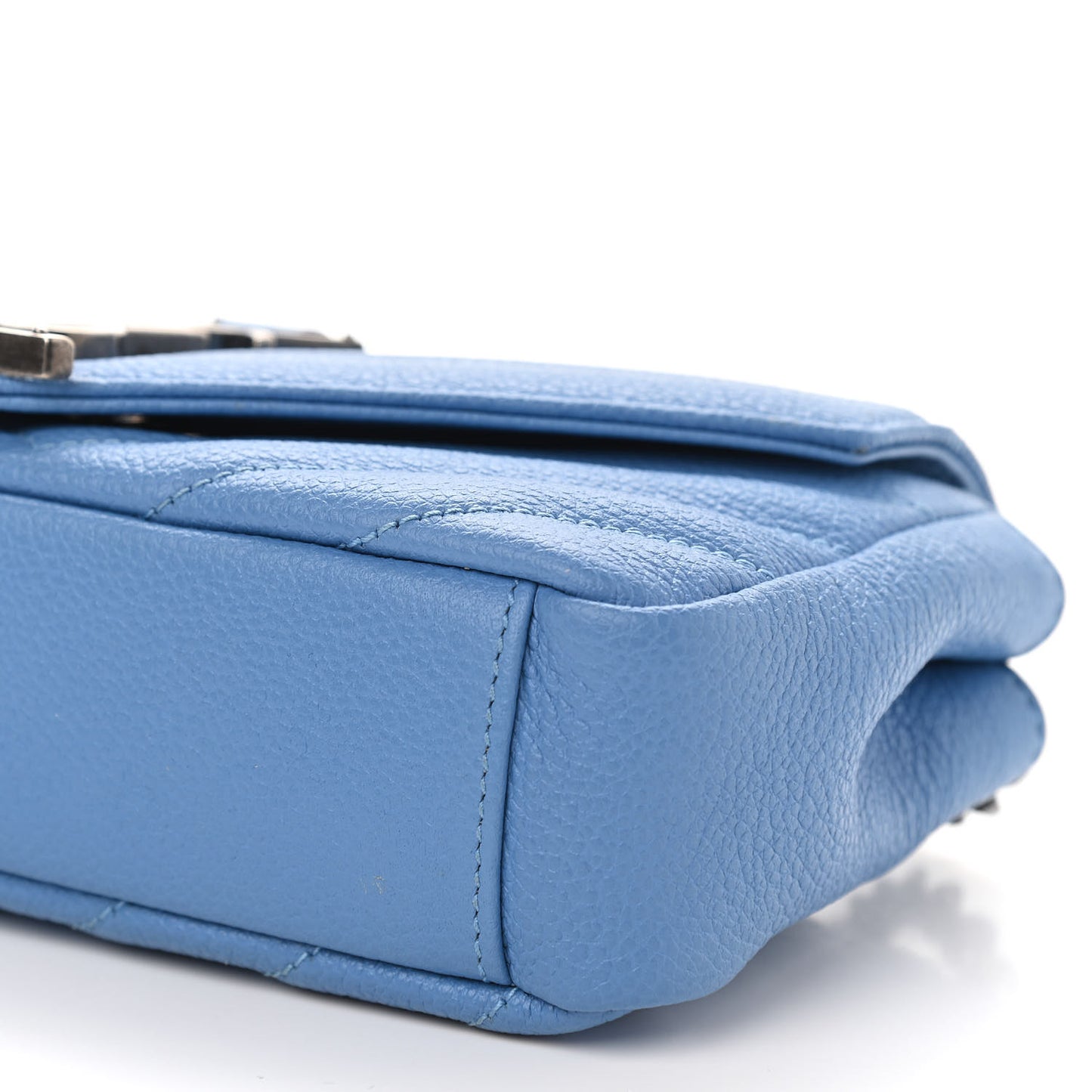 Grained Calfskin Matelasse Monogram Classic Baby Chain Bag Blue
