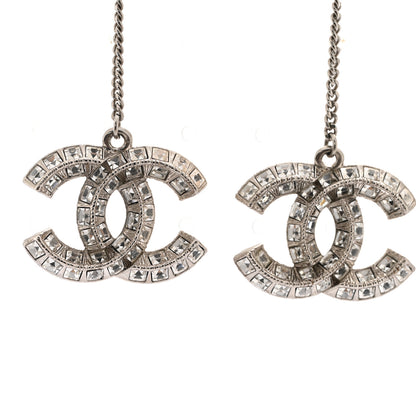 Chanel Baguette Crystal CC Drop Earrings Silver 4 of 5