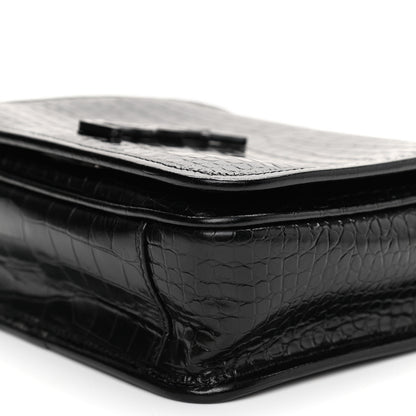 Saint Laurent Crocodile Embossed Lambskin Matelasse Monogram Niki Chain Wallet Black 8 of 9