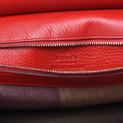 Gucci Pebbled Calfskin Bamboo Daily Flap Shoulder Bag Red 6 of 10