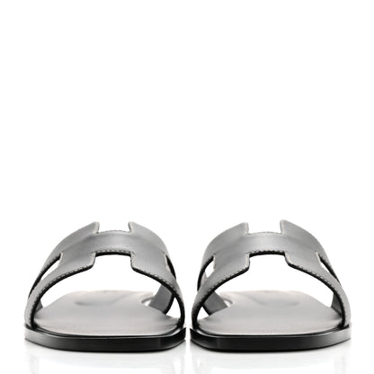 Hermes Box Calfskin Oran Sandals 39 Black 2 of 9