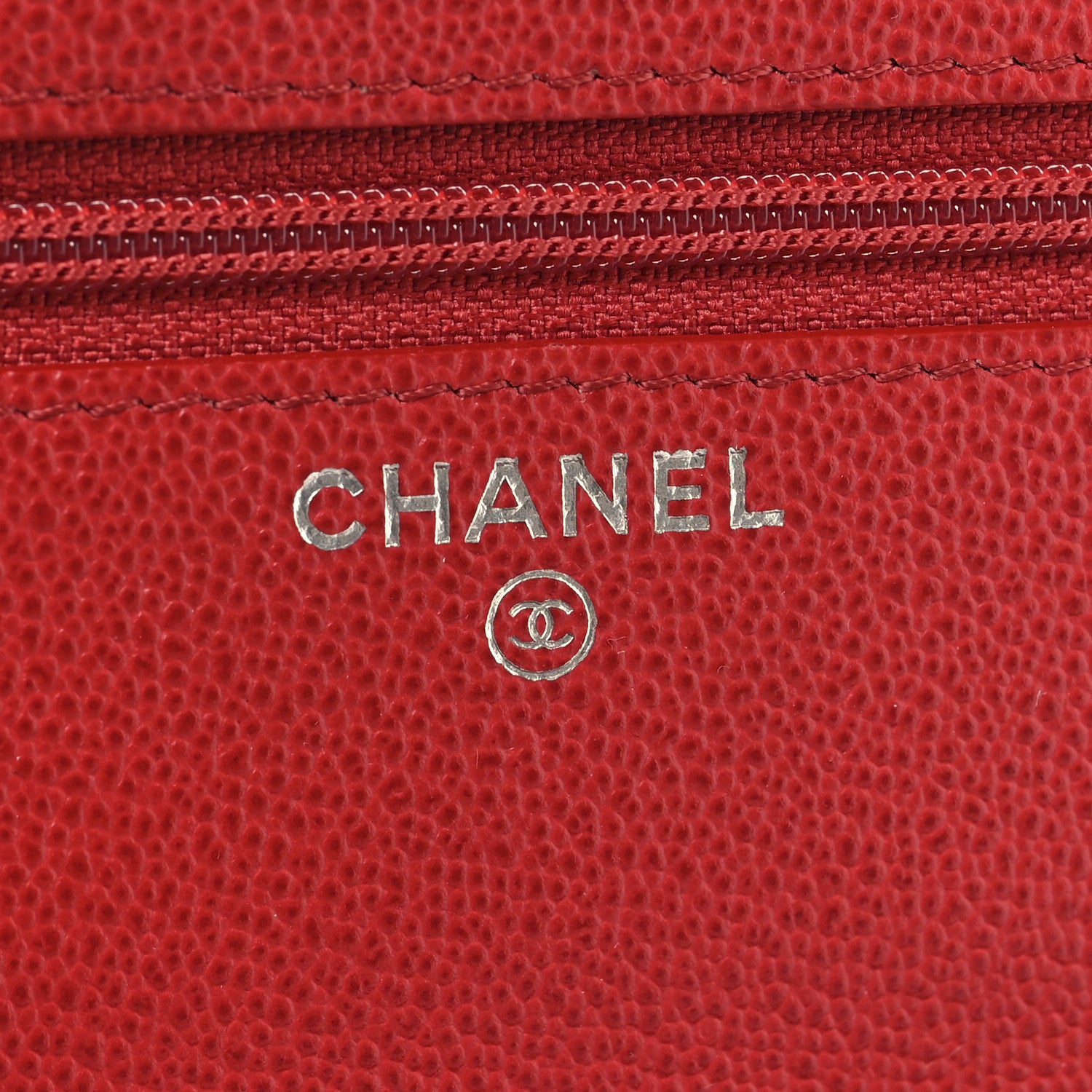Chanel Grained Calfskin Quilted CC Box Wallet On Chain WOC Red 6 of 14