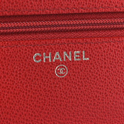 Chanel Grained Calfskin Quilted CC Box Wallet On Chain WOC Red 6 of 14