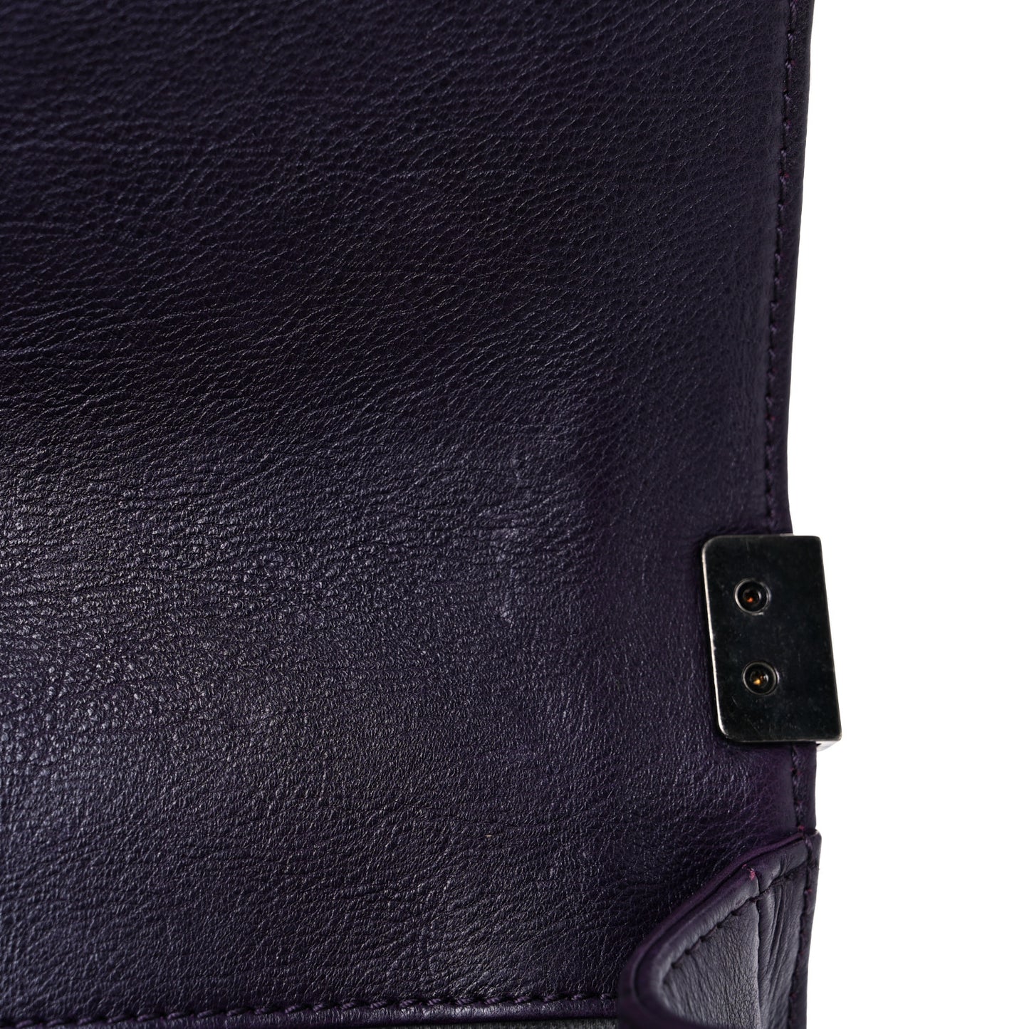 Calfskin Embossed Small Boy Flap Plum