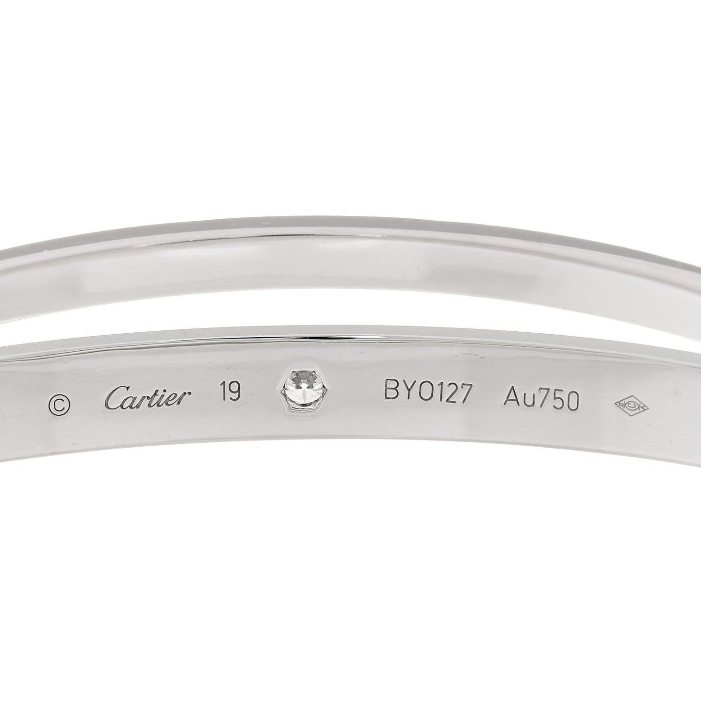 18K White Gold 12 Diamond Double LOVE Bracelet 19