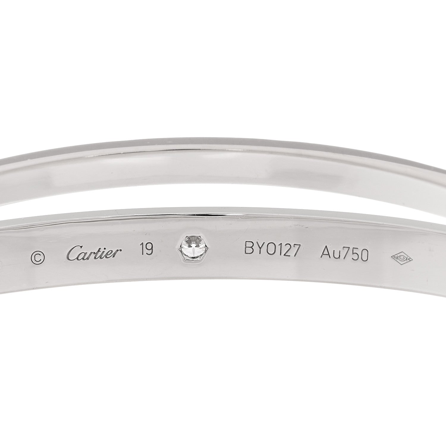 Cartier 18K White Gold 12 Diamond Double LOVE Bracelet 19 5 of 10