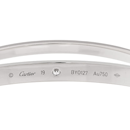 Cartier 18K White Gold 12 Diamond Double LOVE Bracelet 19 5 of 10