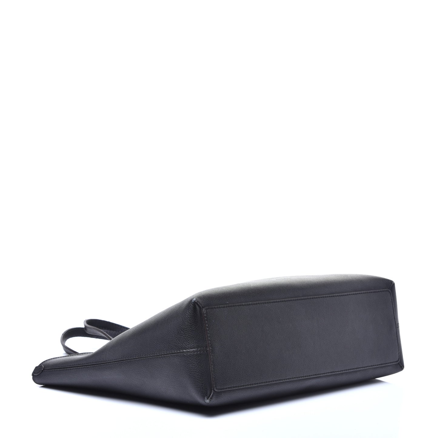 Grainy Calfskin Haymarket Check Medium Reversible Tote Black