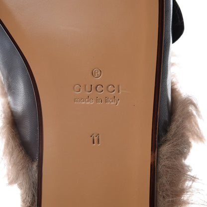 Gucci Goatskin Fur Web GG Mens Princetown Slippers 11 Cocoa 7 of 8