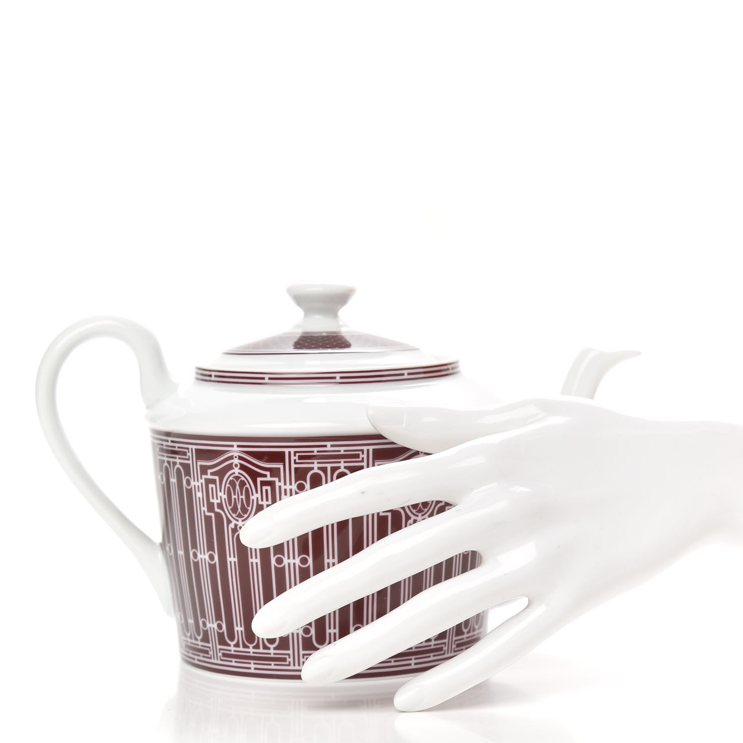 Hermes Porcelain H Deco Coffee/Tea Pot Rouge 2 of 6