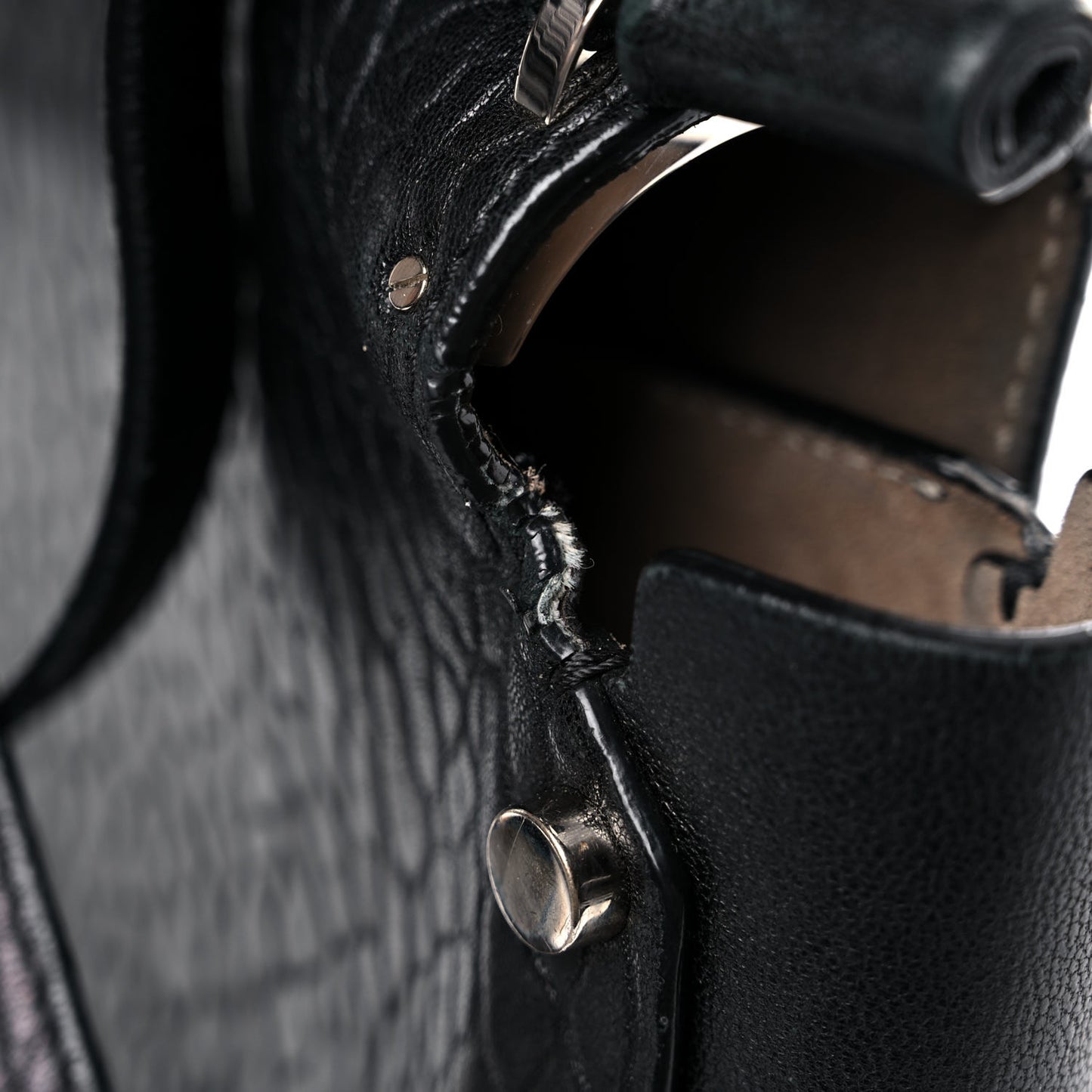 Grainy Calfskin Lockett Shoulder Bag Black