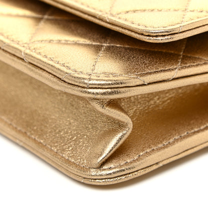 Chanel Metallic Lambskin Quilted Wallet On Chain WOC Gold 10 of 13