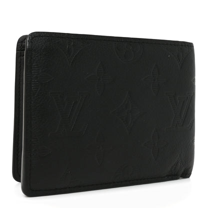 Louis Vuitton Calfskin Monogram Shadow Multiple Wallet Black 3 of 6