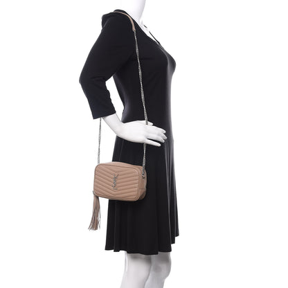Saint Laurent Grain De Poudre Matelasse Monogram Mini Lou Camera Bag Dark Beige 2 of 11