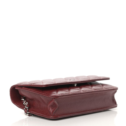 Chanel Caviar Quilted Wallet on Chain WOC Burgundy 4 of 13