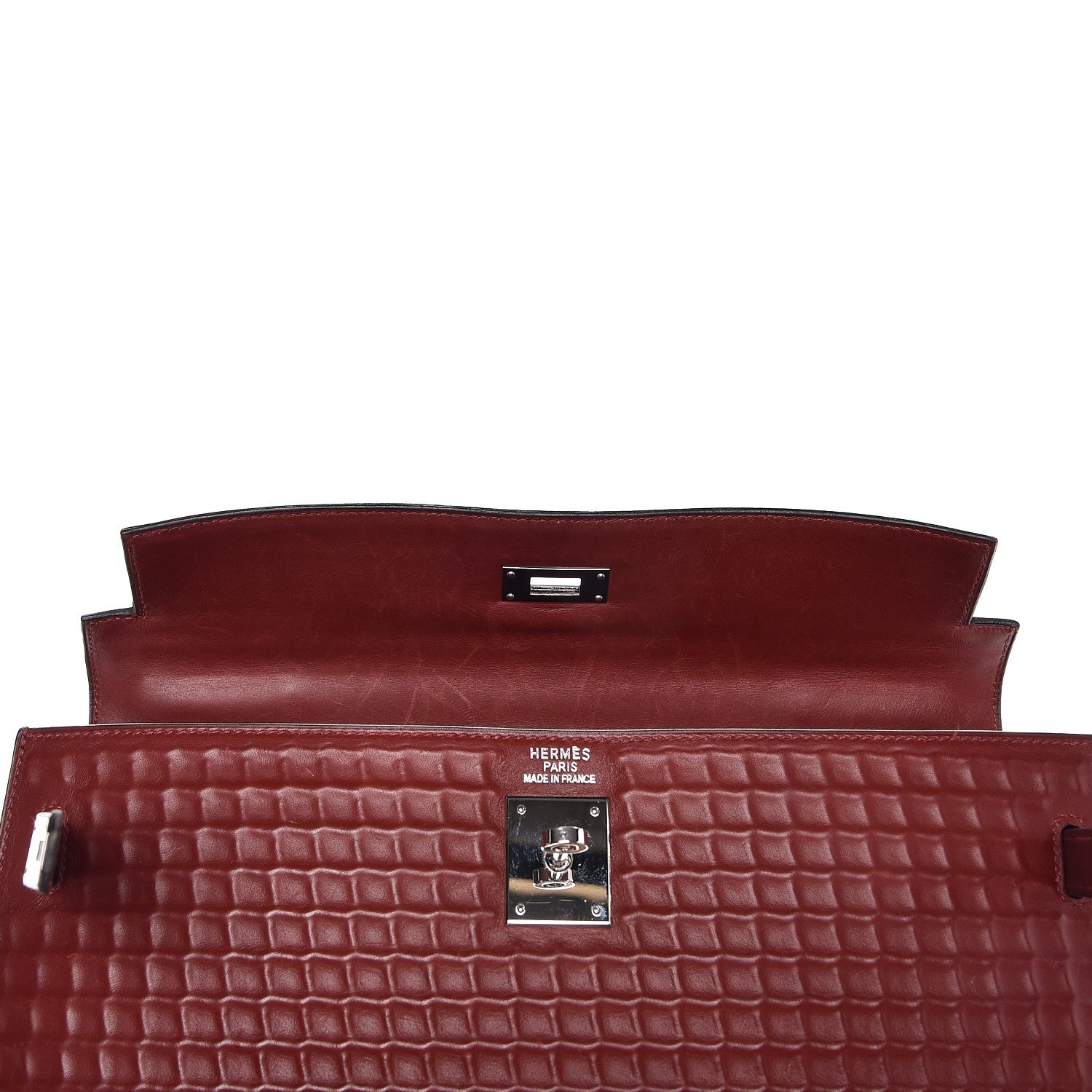 Hermes Barenia Sellier Waffle Kelly 35 Rouge H 8 of 34
