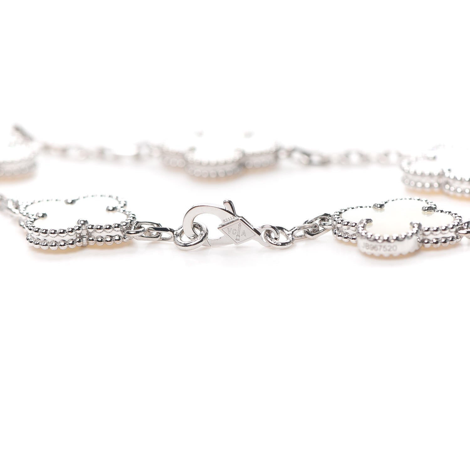 Van Cleef & Arpels 18K White Gold Mother of Pearl 5 Motifs Vintage Alhambra Bracelet 4 of 8