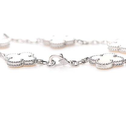 Van Cleef & Arpels 18K White Gold Mother of Pearl 5 Motifs Vintage Alhambra Bracelet 4 of 8