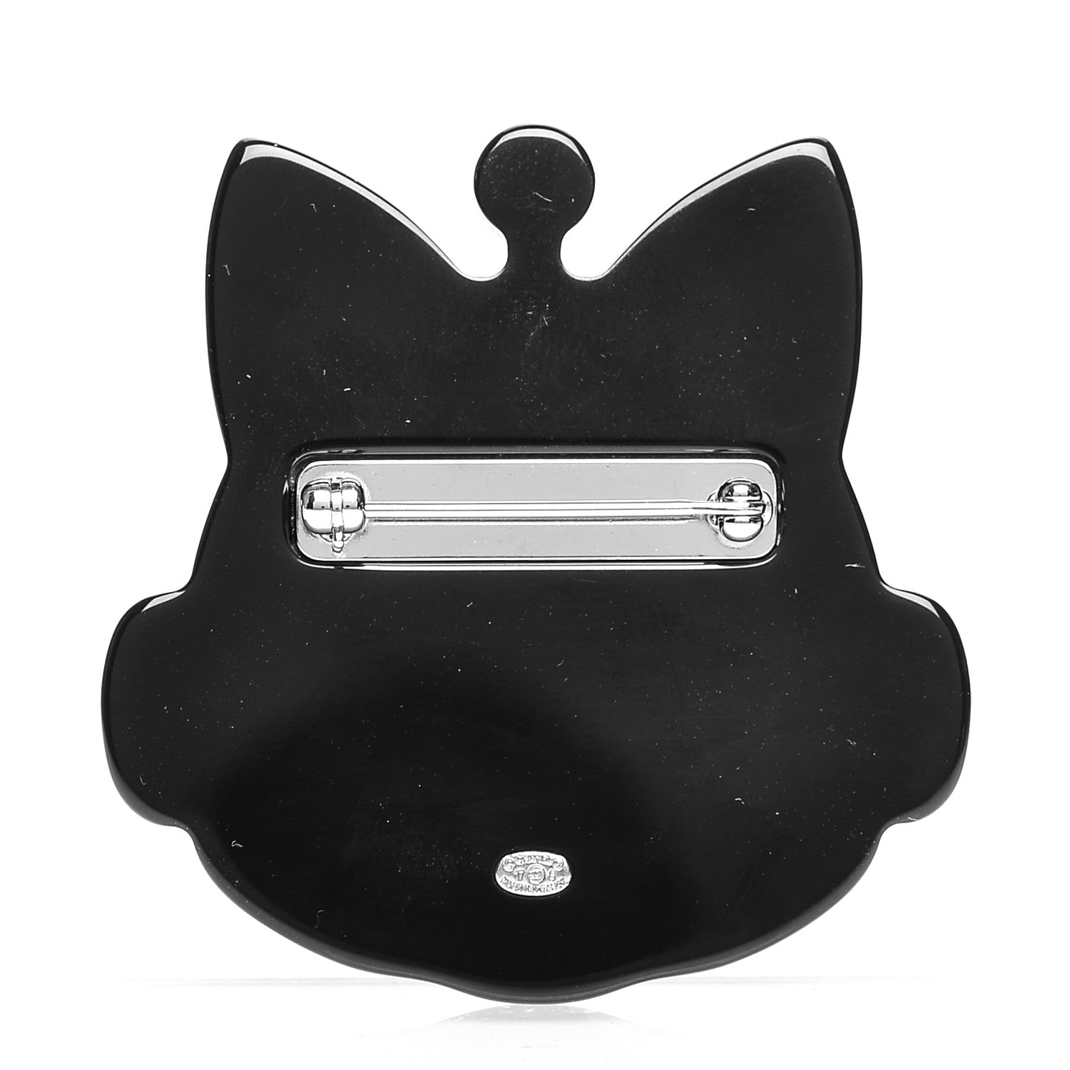 Chanel Resin Crystal Cat Emoji Brooch Black Blue Silver 3 of 4