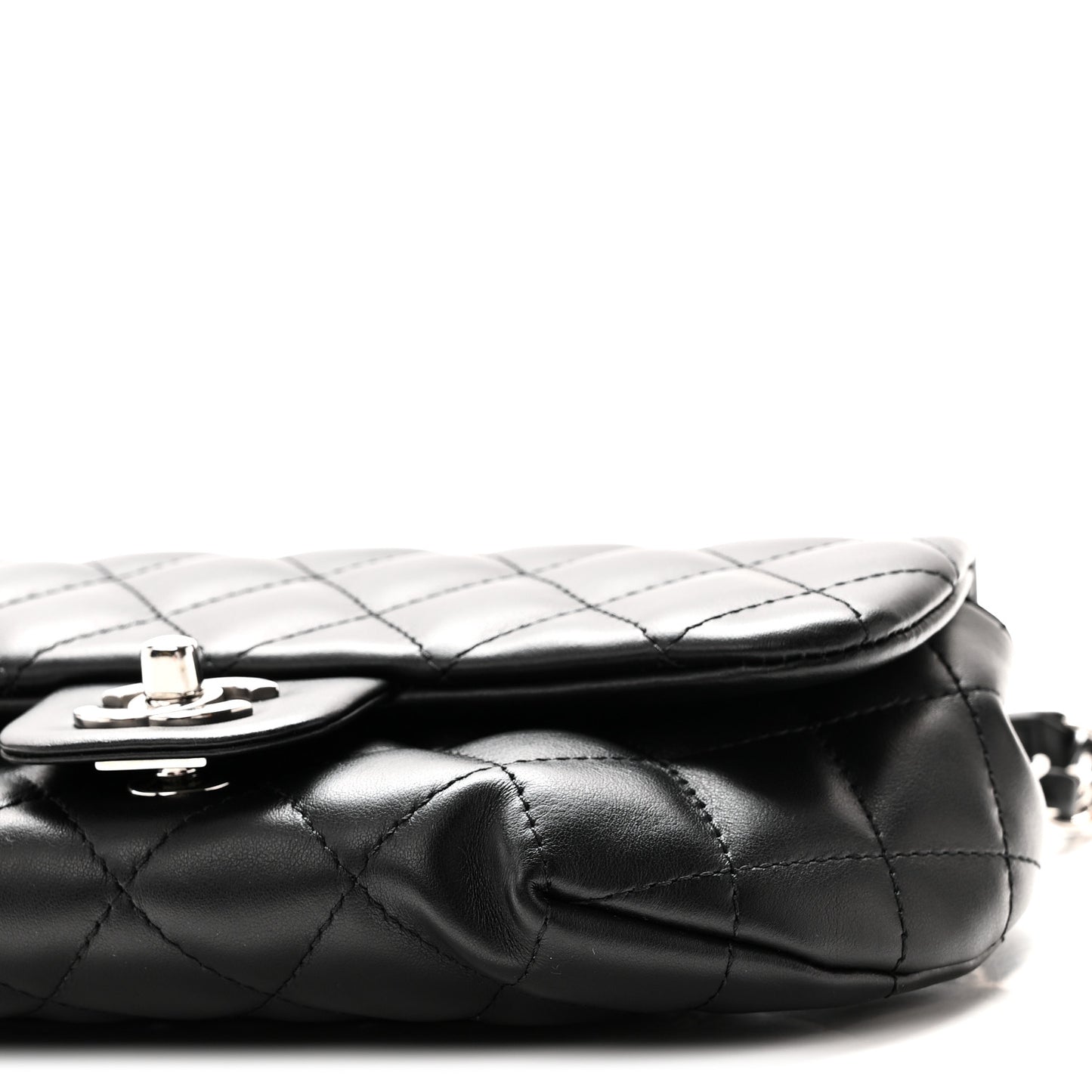 Calfskin Quilted CC Uniform Flap Belt Bag Black