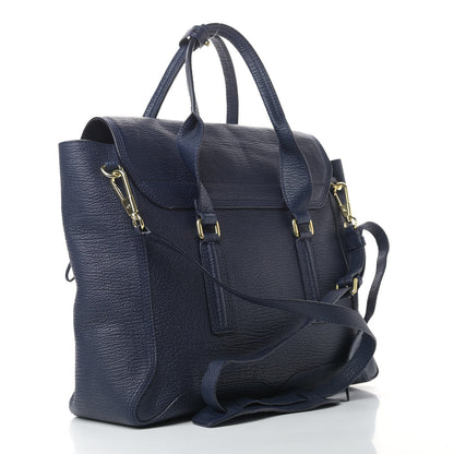 3.1 Phillip Lim Textured Calfskin Large Pashli Satchel Navy 3 of 9