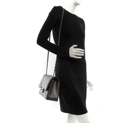 Chanel Metallic Caviar Quilted Jumbo Double Flap Dark Silver 2 of 10