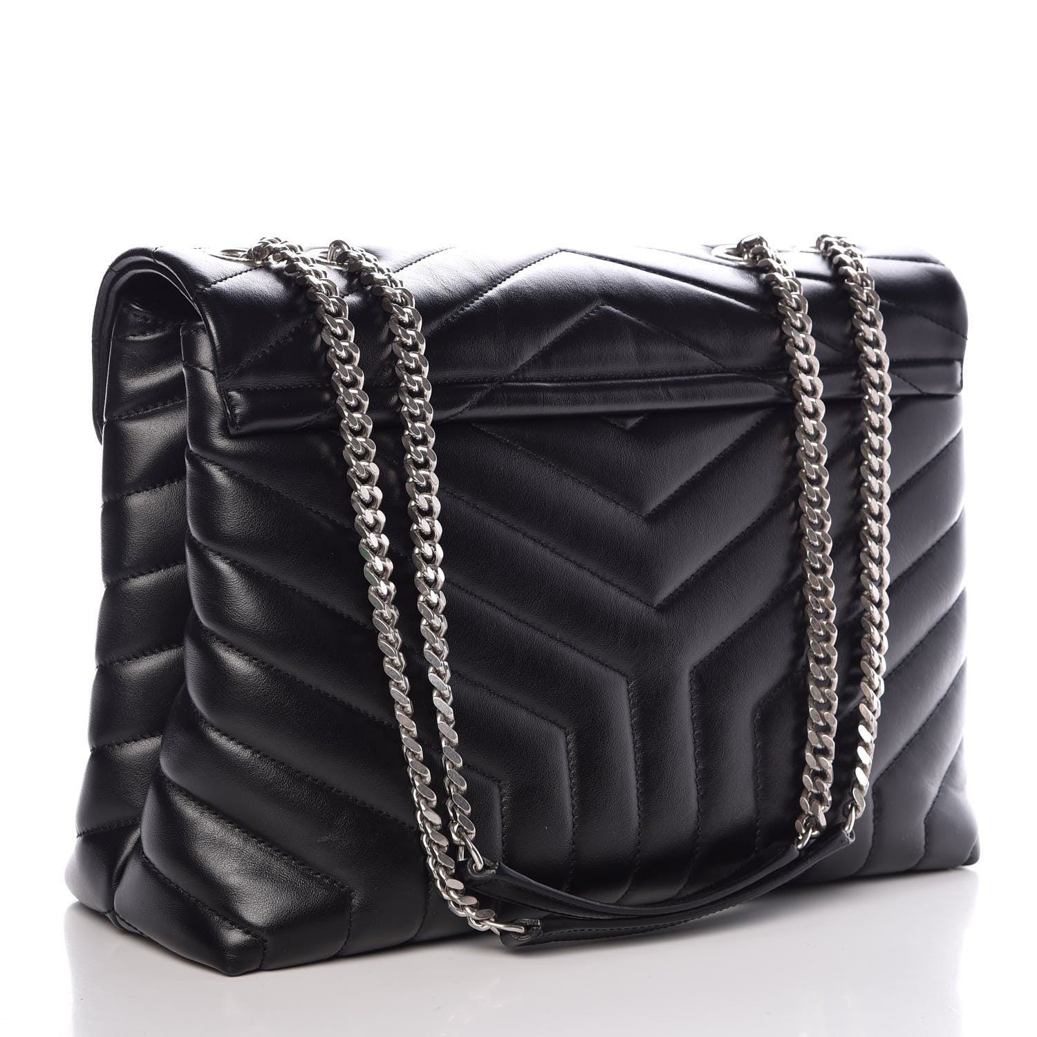 Saint Laurent Calfskin Y Quilted Monogram Medium Loulou Chain Satchel Black 4 of 10