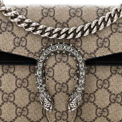 Gucci GG Supreme Monogram Suede Crystal Small Dionysus Shoulder Bag Beige Ebony Black 8 of 13