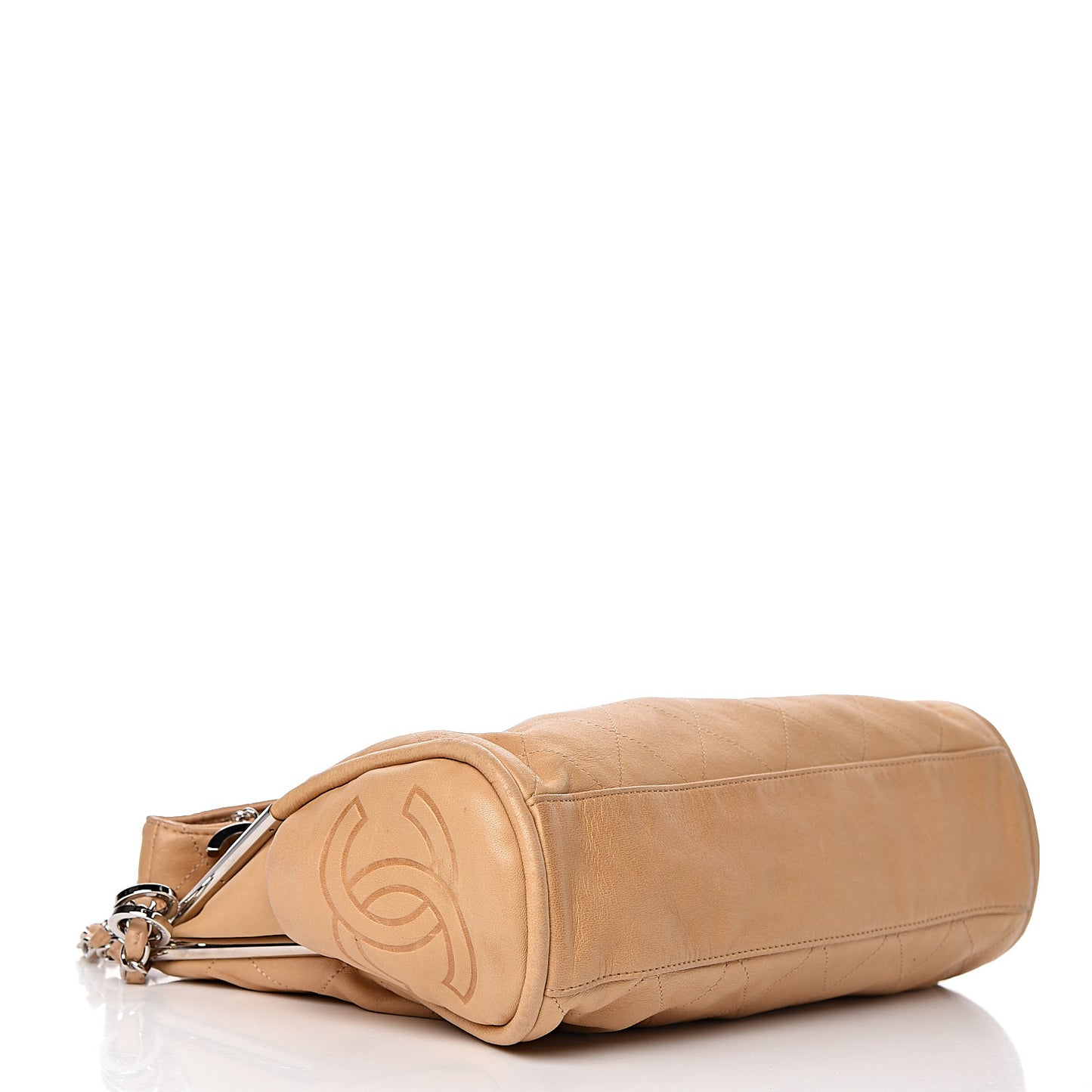 Lambskin Stitched Medium Ultimate Soft Tote Beige