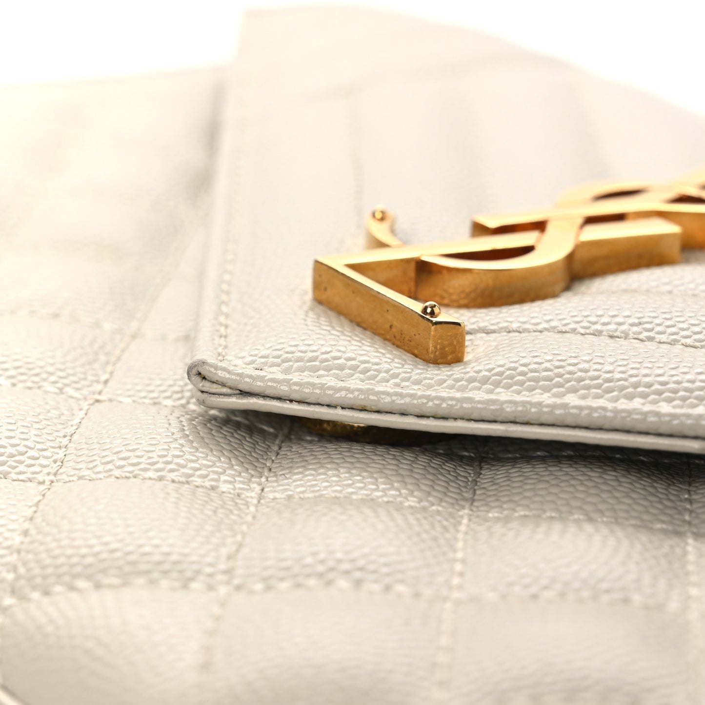 Grain De Poudre Textured Mixed Matelasse Medium Triquilt Monogram Satchel Crema Soft