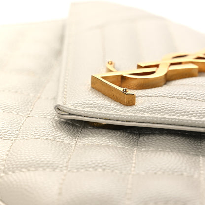 Saint Laurent Grain De Poudre Textured Mixed Matelasse Medium Triquilt Monogram Satchel Crema Soft 11 of 12