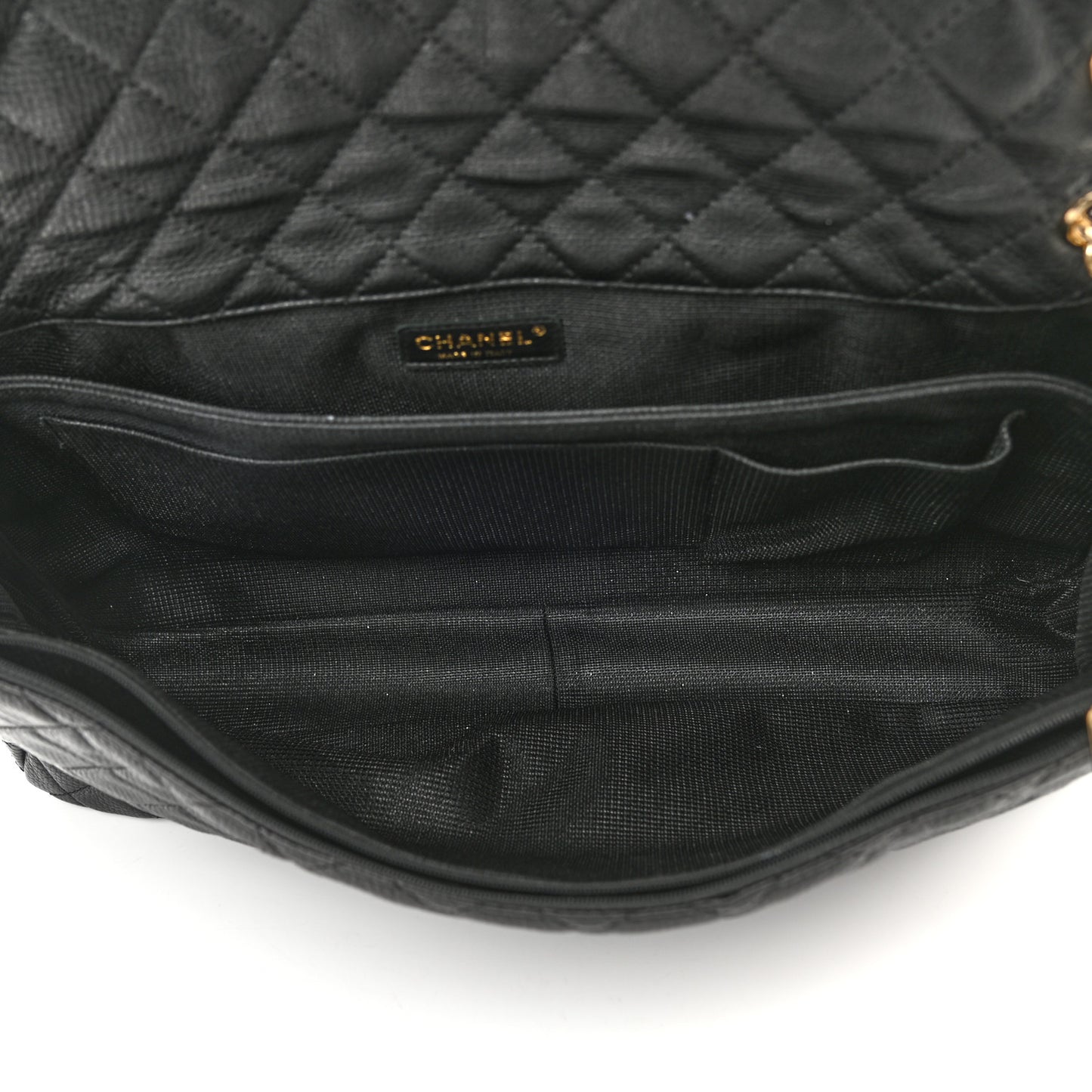 Calfskin Quilted XXL Travel Flap Bag Black