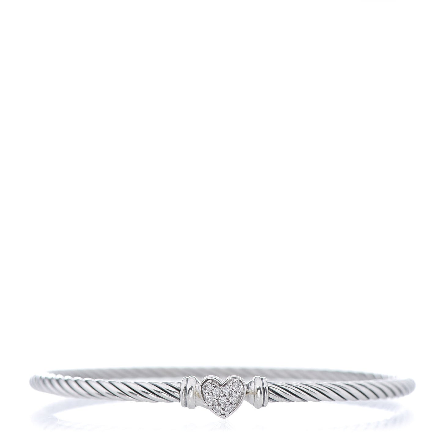 Sterling Silver Diamond Cable Collectibles Heart Bracelet